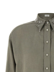 Brunello Cucinelli Bicolor Linen Blouse