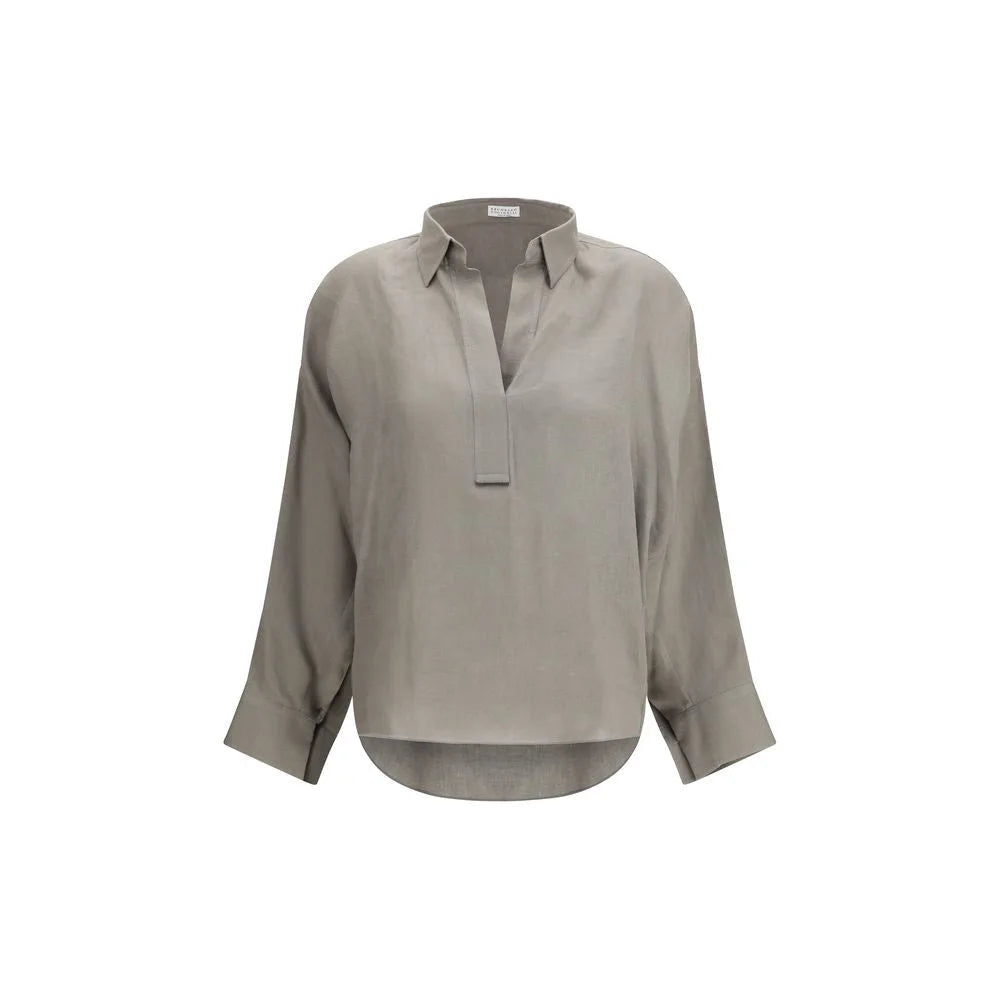 Brunello Cucinelli Bicolor Linen Blouse - M