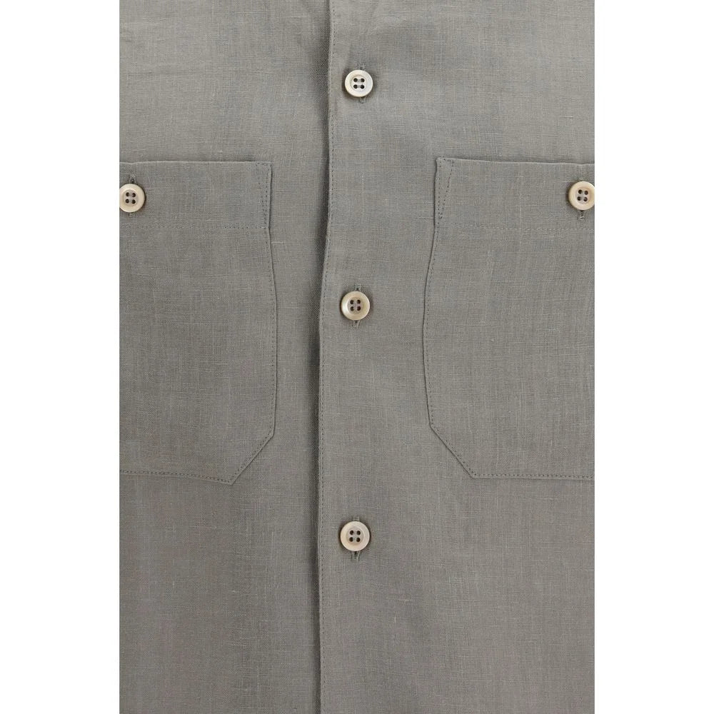 Brunello Cucinelli Bicolor Linen Dress Shirt - XXL