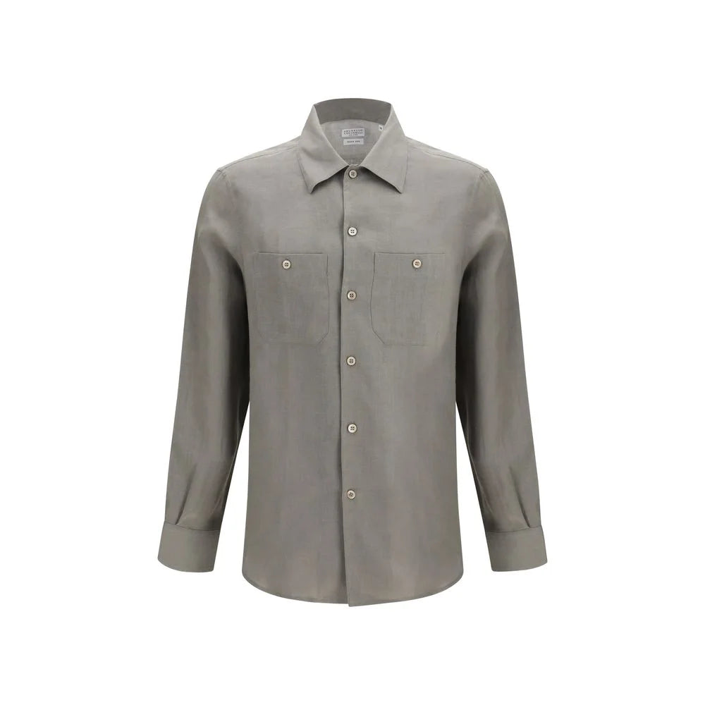 Brunello Cucinelli Bicolor Linen Dress Shirt - XXL