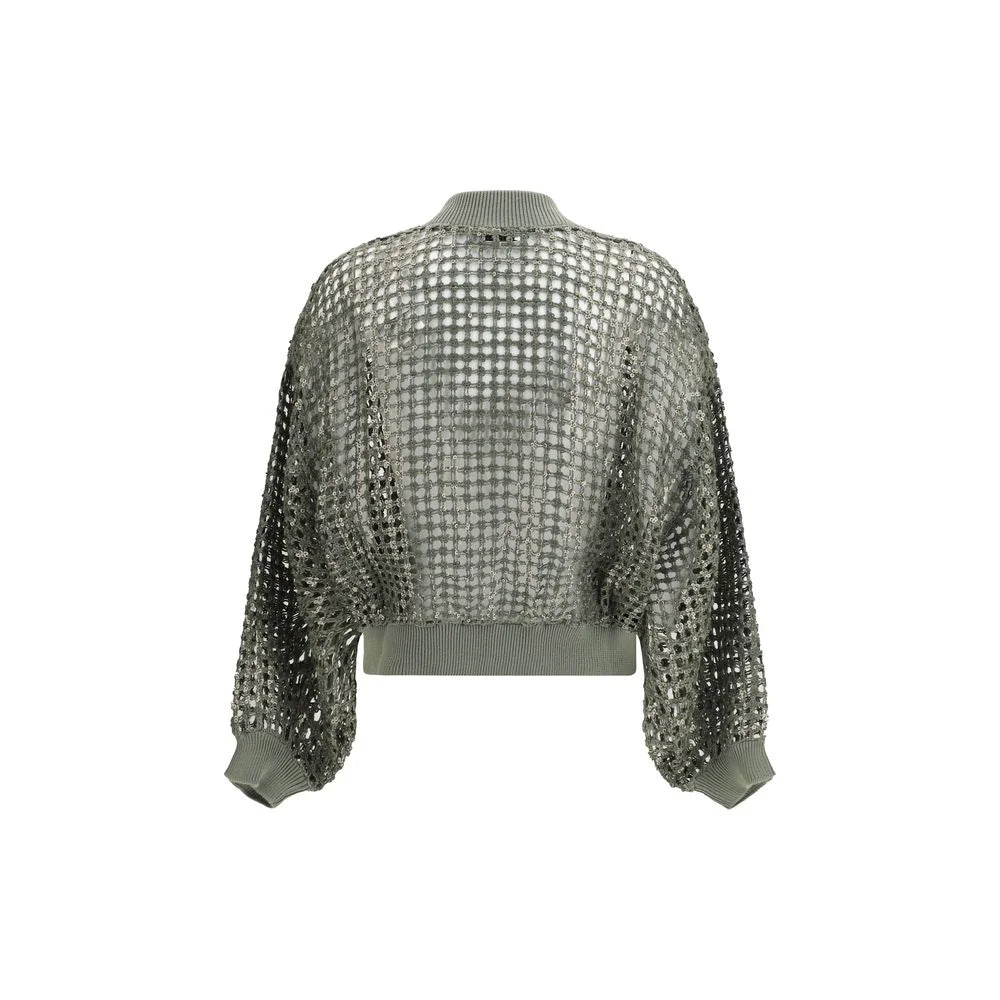 Brunello Cucinelli Bicolor Silk Bomber - M