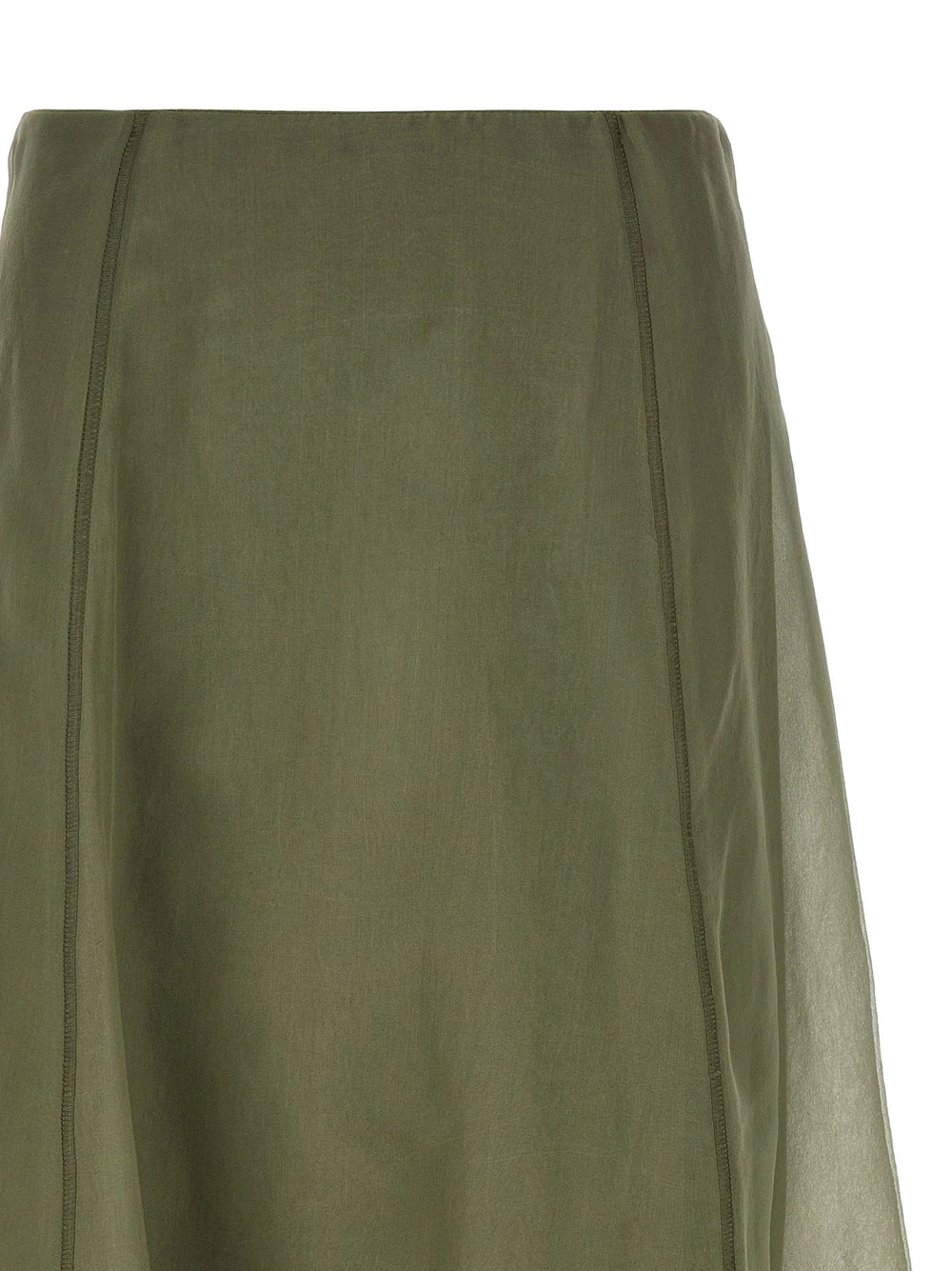 Brunello Cucinelli Bicolor Silk Midi Skirt