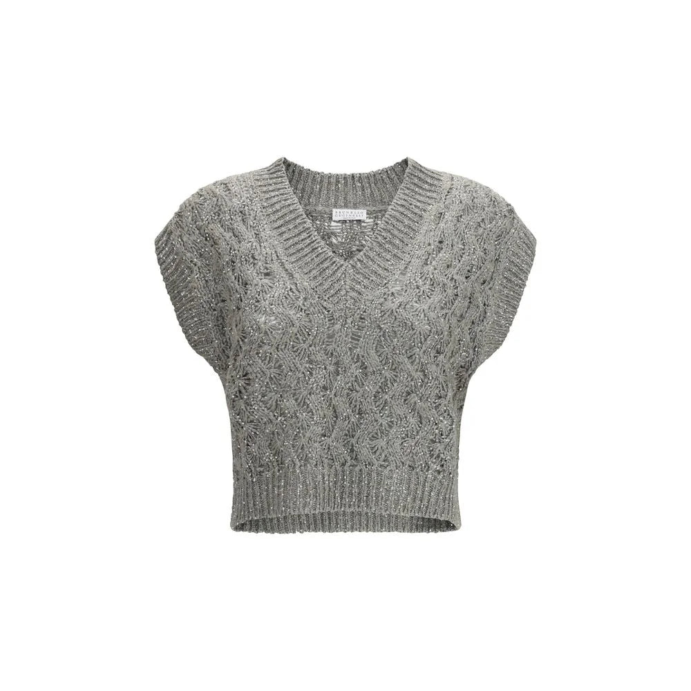 Camisola de seda Bicolor Brunello Cucinelli