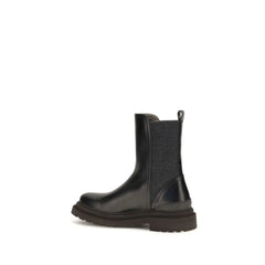 Brunello Cucinelli Black Calf Leather Bos Taurus Chelsea Boots