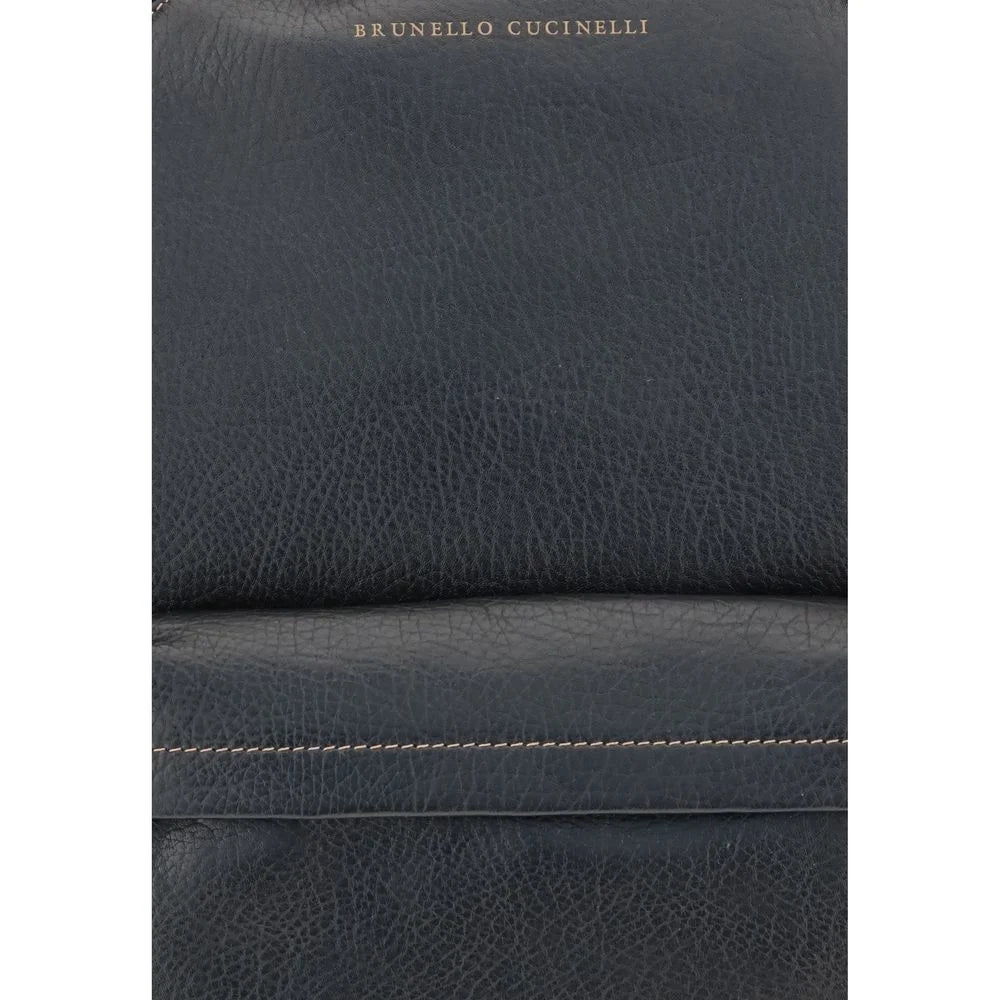 Brunello Cucinelli Black Calf Leather Bos Taurus Handbag