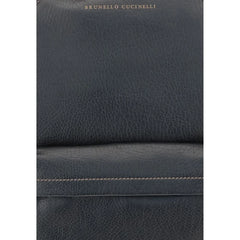 Brunello Cucinelli Black Calf Leather Bos Taurus Handbag