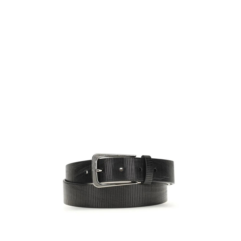 Brunello Cucinelli Black Calf Leather Bos Taurus Regular Belt