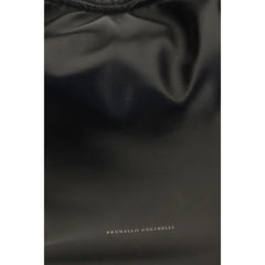 Brunello Cucinelli Black Calf Leather Bos Taurus Shoulder Bag