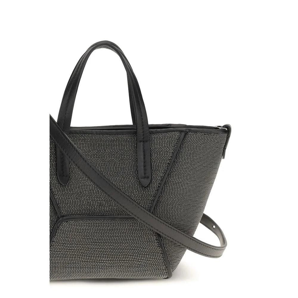 Brunello Cucinelli Black Calf Leather Bos Taurus Shoulder Bag
