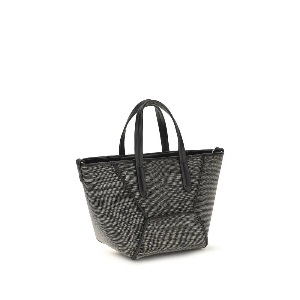 Brunello Cucinelli Black Calf Leather Bos Taurus Shoulder Bag