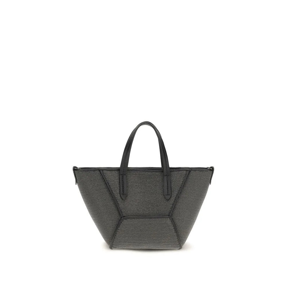 Brunello Cucinelli Black Calf Leather Bos Taurus Shoulder Bag