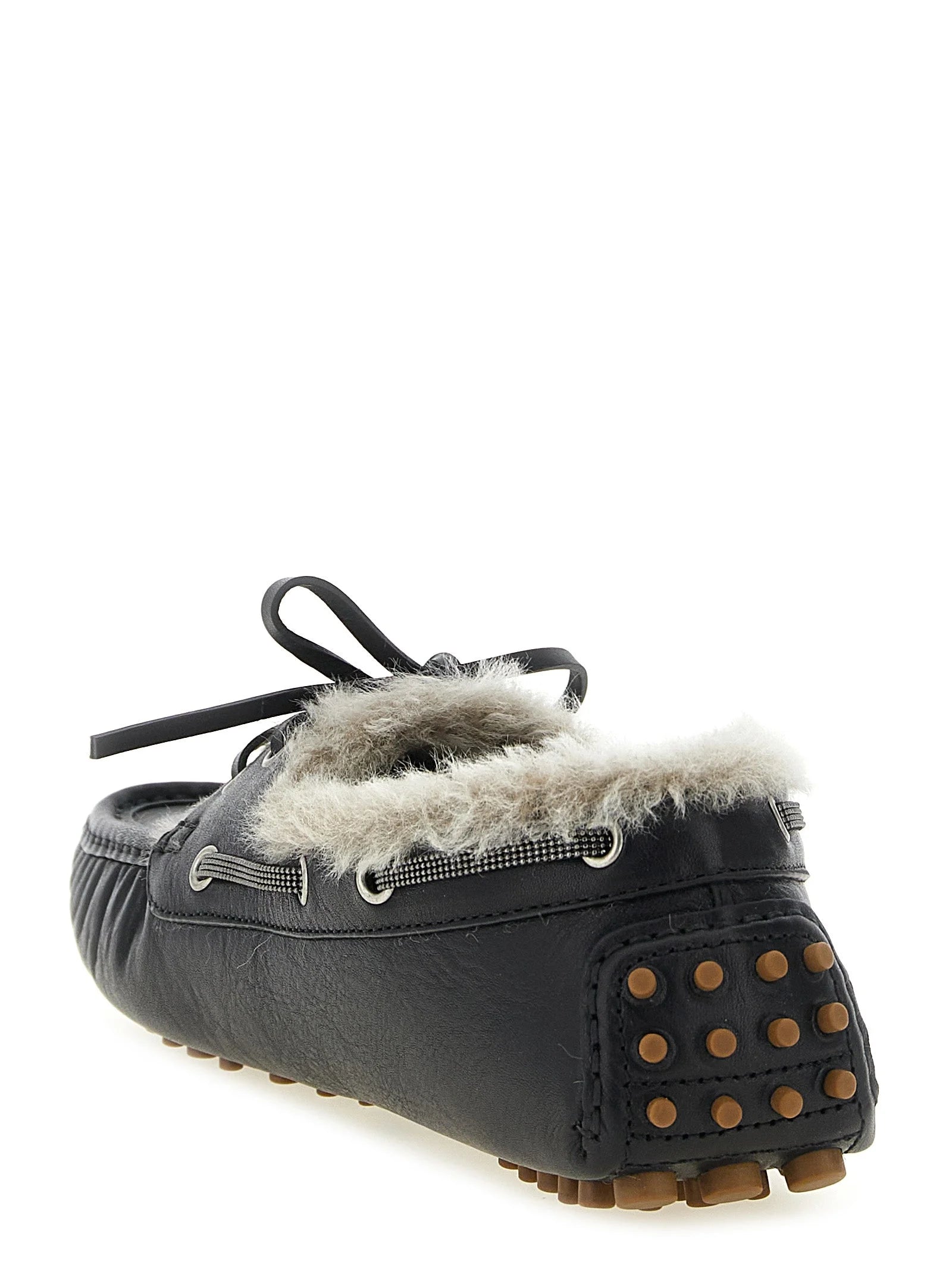Brunello Cucinelli Black Calfskin Slip-On Loafers