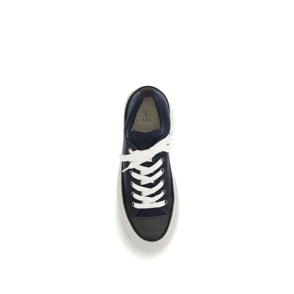 Brunello Cucinelli Black Cotton Low Top Sneakers