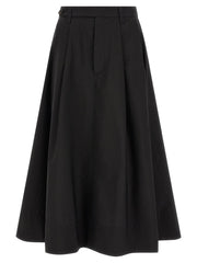 Brunello Cucinelli Black Cotton Midi Skirt