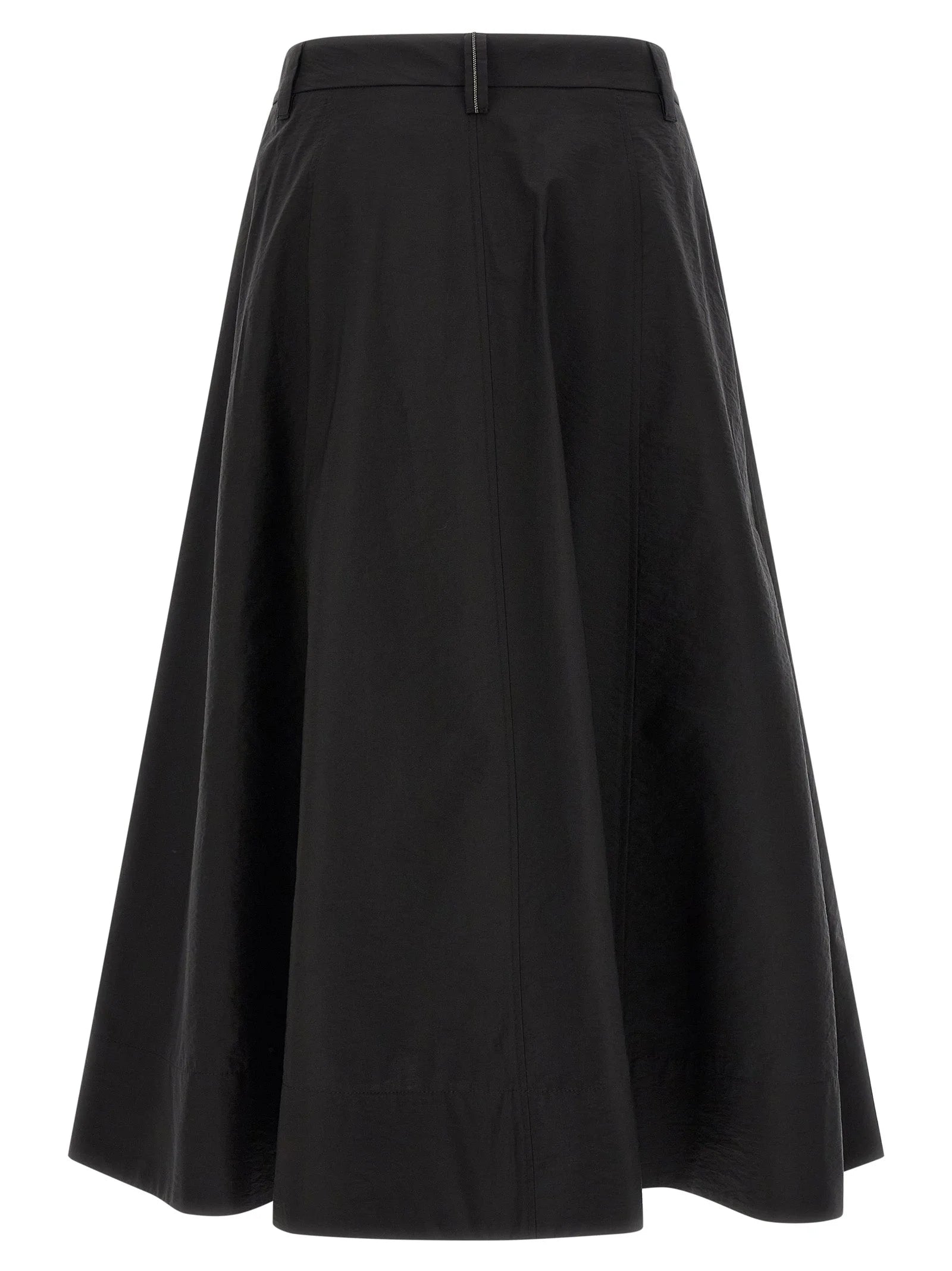 Brunello Cucinelli Black Cotton Midi Skirt