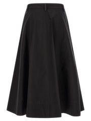 Brunello Cucinelli Black Cotton Midi Skirt