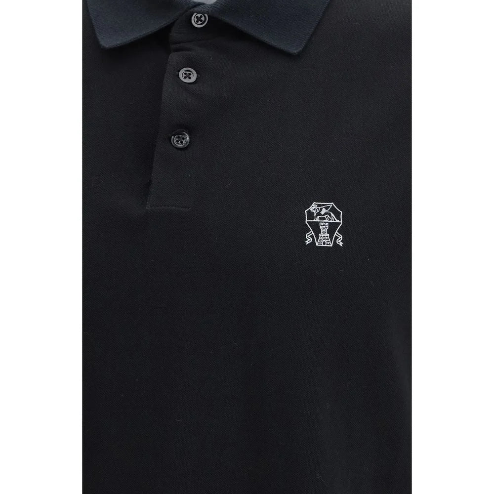 Brunello Cucinelli Black Cotton Polo Shirt