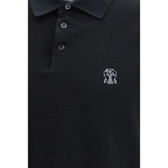Brunello Cucinelli Black Cotton Polo Shirt