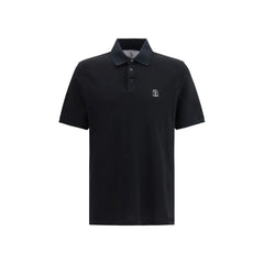 Brunello Cucinelli Black Cotton Polo Shirt