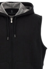 Brunello Cucinelli Black Cotton Sleeveless Jacket