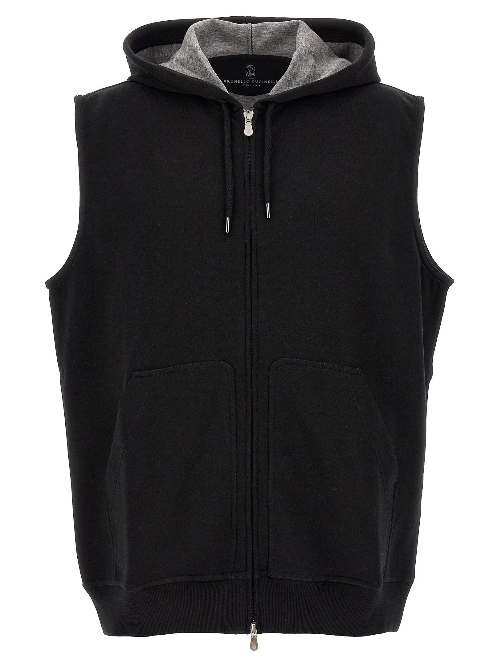 Brunello Cucinelli Black Cotton Sleeveless Jacket
