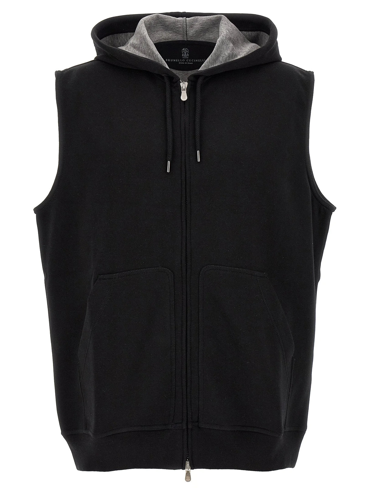 Brunello Cucinelli Black Cotton Sleeveless Jacket