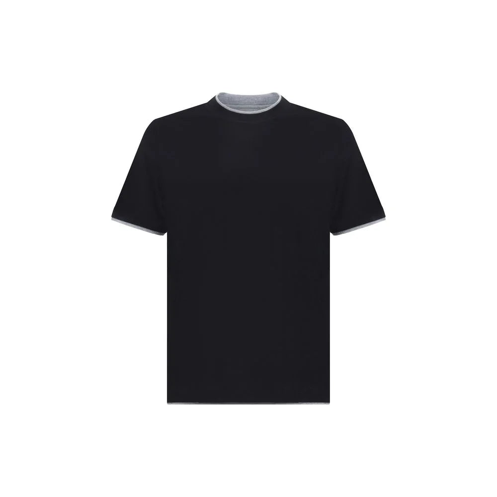 Brunello Cucinelli Black Cotton T-Shirt