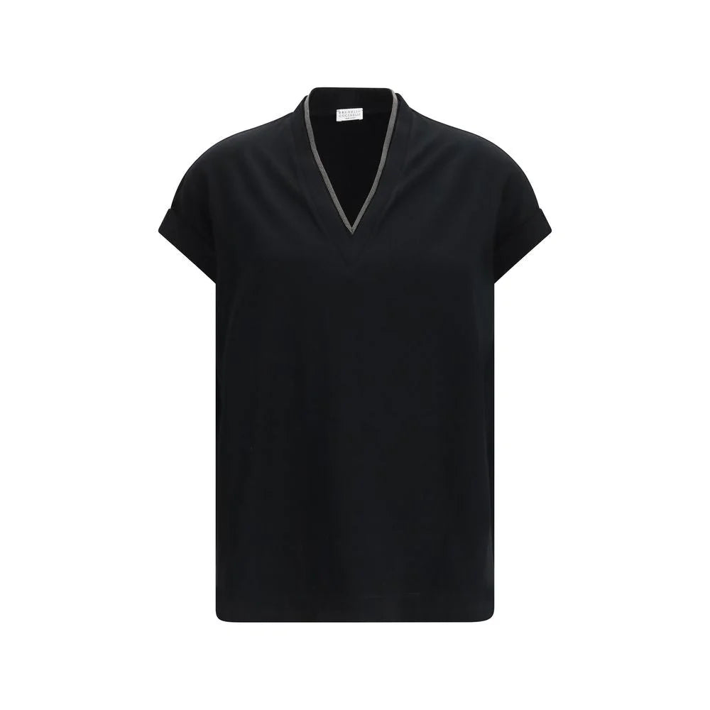 Brunello Cucinelli Black Cotton T-Shirt