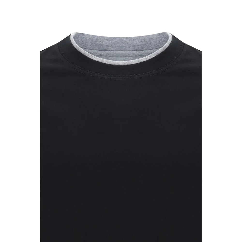 Brunello Cucinelli Black Cotton T-Shirt