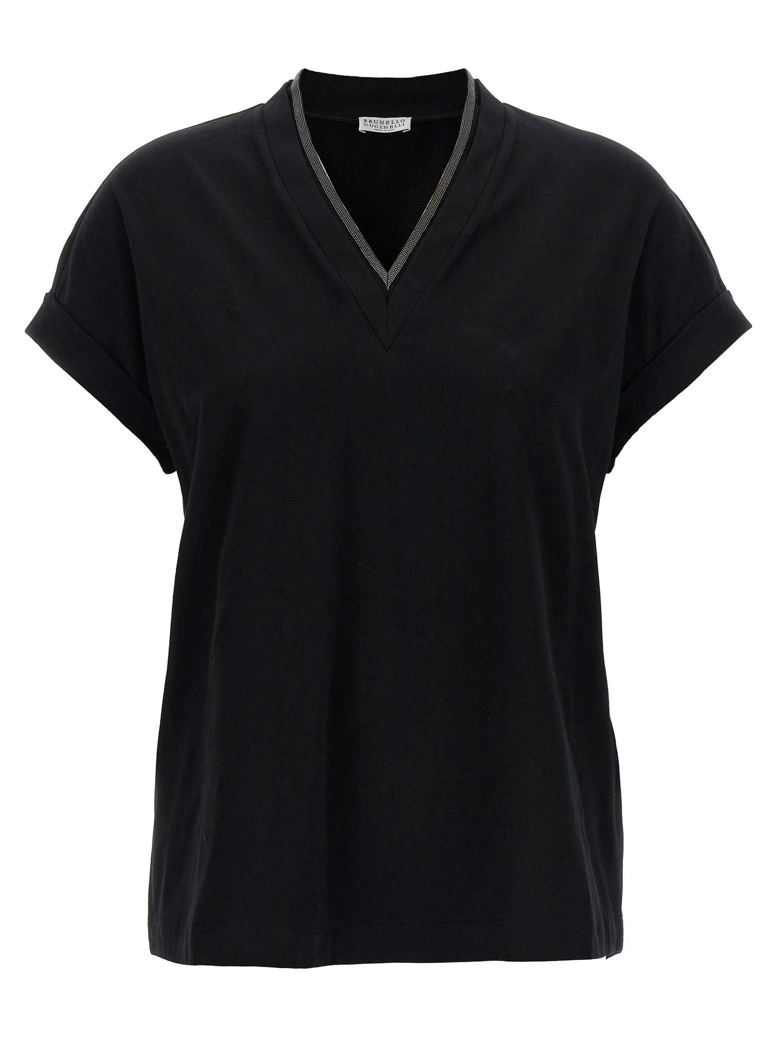 Brunello Cucinelli Black Cotton T-Shirt