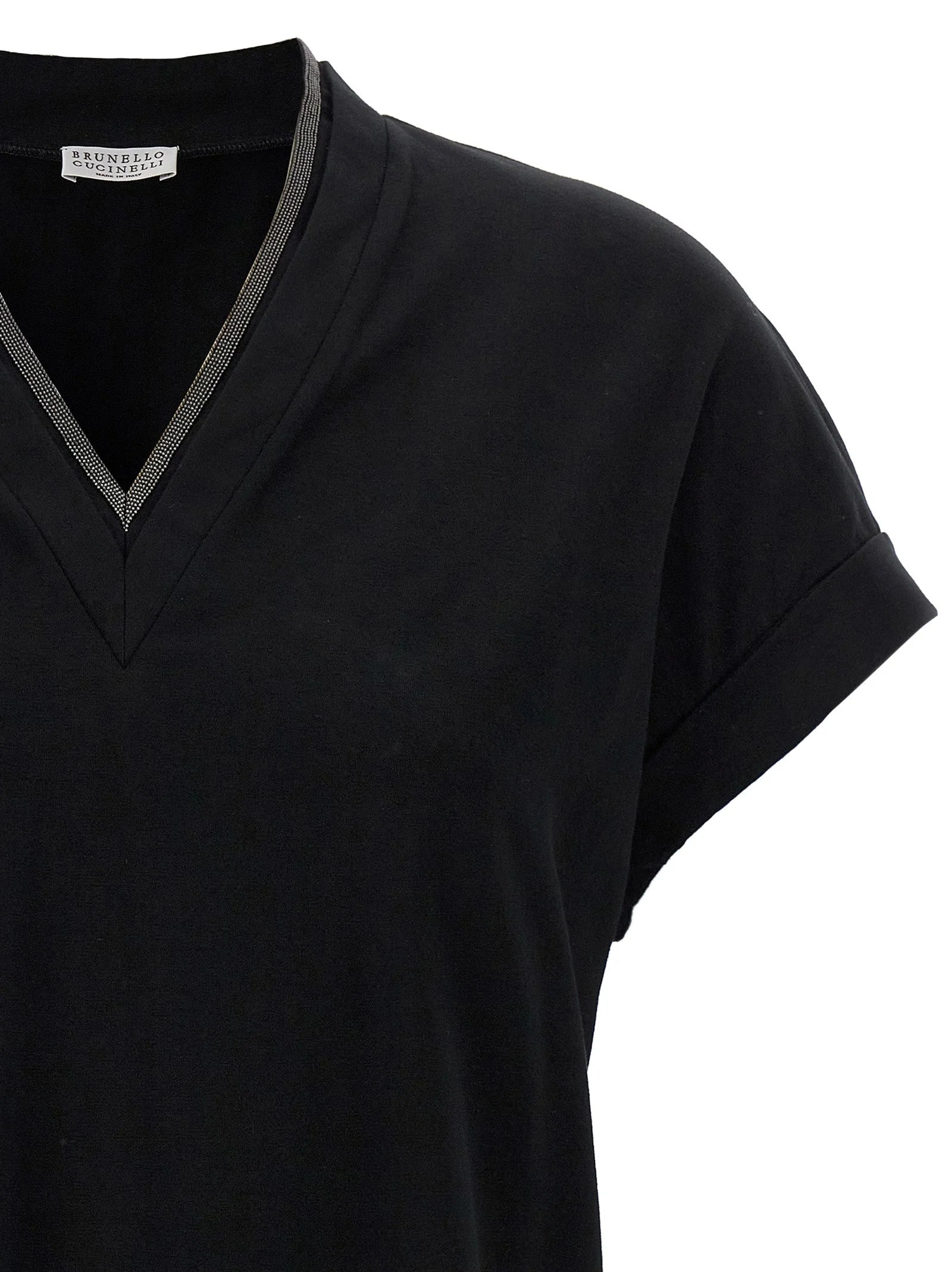 Brunello Cucinelli Black Cotton T-Shirt