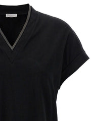 Brunello Cucinelli Black Cotton T-Shirt