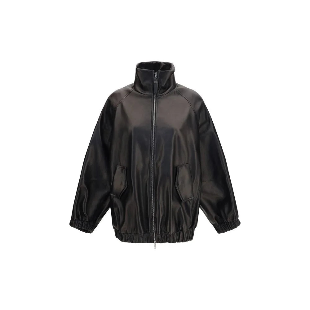 Brunello Cucinelli Black Lamb Ovis Aries Aries Leather Jacket - IT40 | M