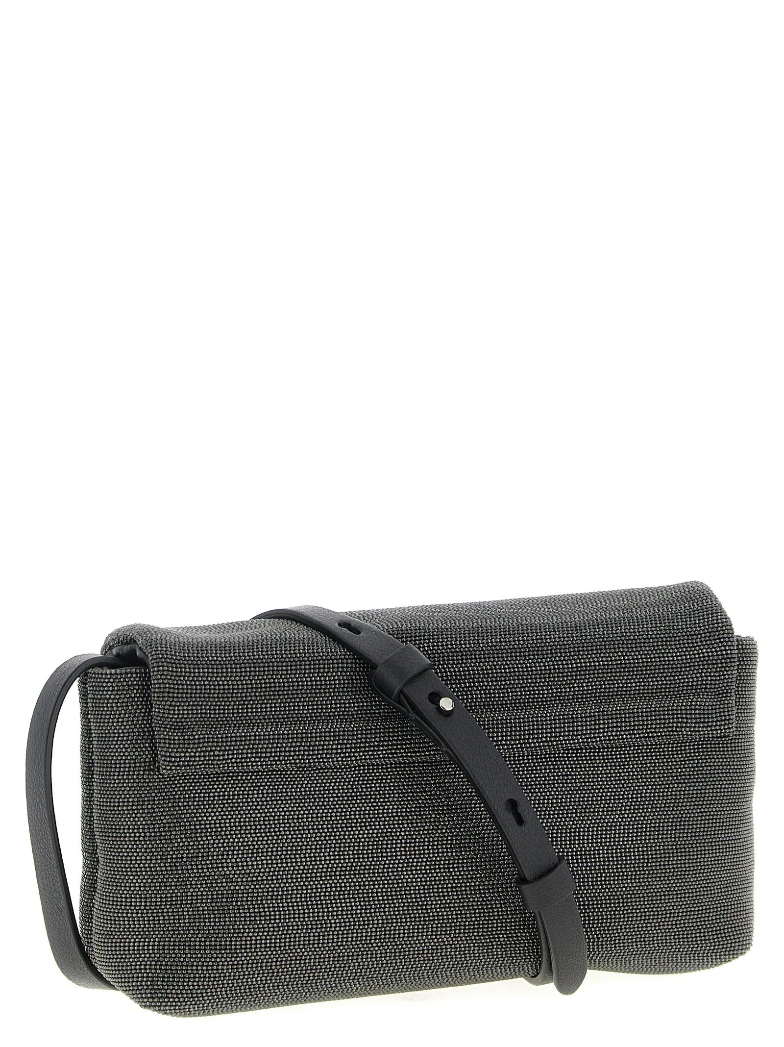 Brunello Cucinelli Black Leather Clutch Bag