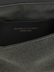 Brunello Cucinelli Black Leather Clutch Bag