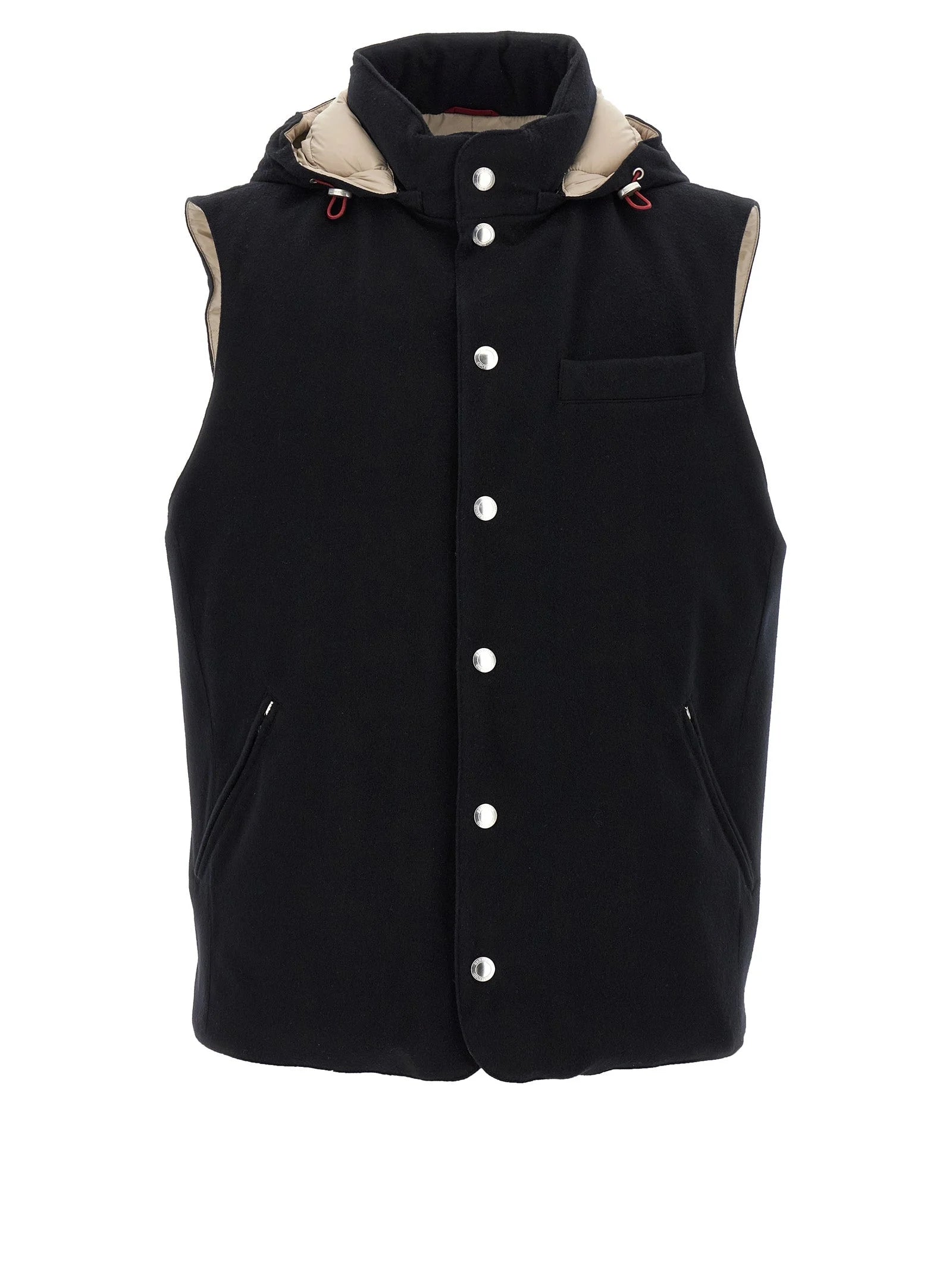 Brunello Cucinelli Black Wool Sleeveless Jacket