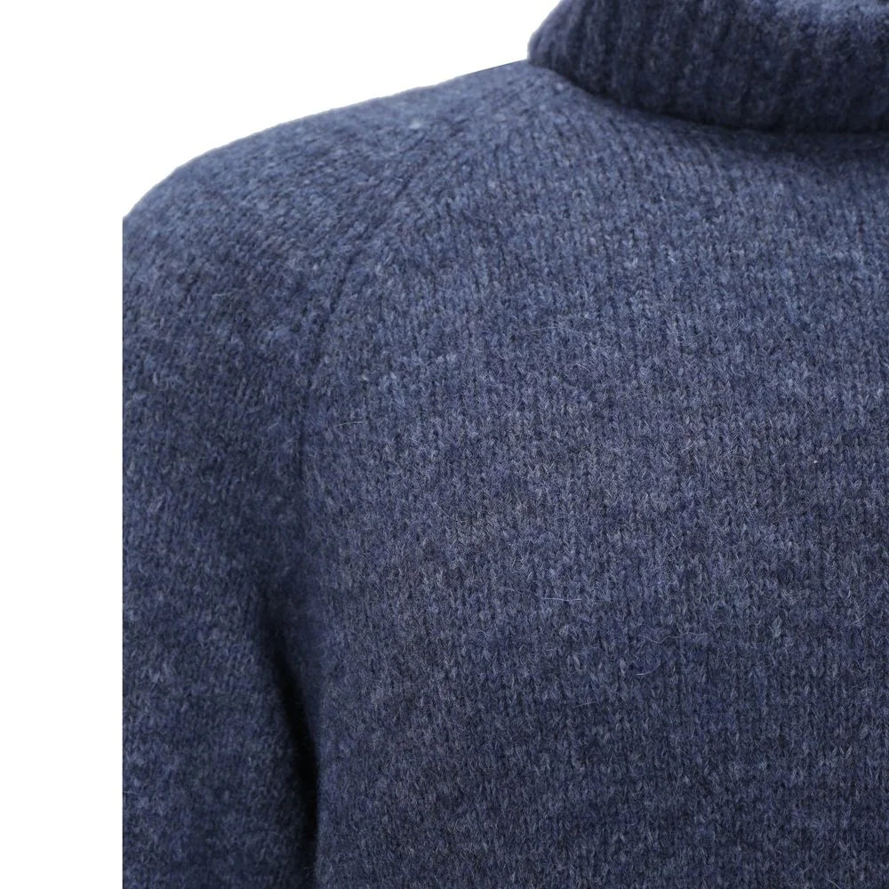 Brunello Cucinelli Blue Alpaca Leather Turtleneck - IT50 | L
