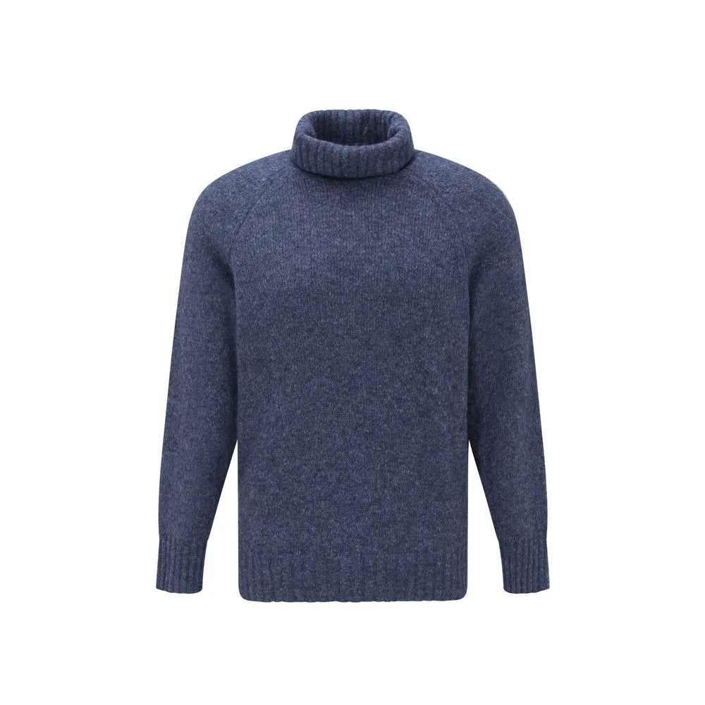 Brunello Cucinelli Blue Alpaca Leather Turtleneck - IT50 | L