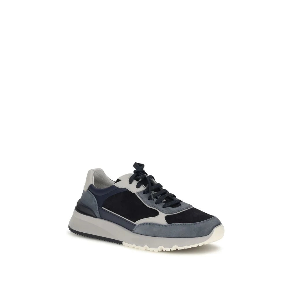 Brunello Cucinelli Blue Calf Leather Bos Taurus Athletic Sneakers