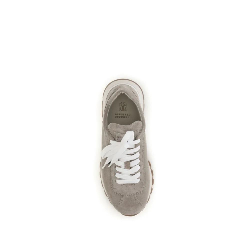 Brunello Cucinelli Blue Calf Leather Bos Taurus Athletic Sneakers