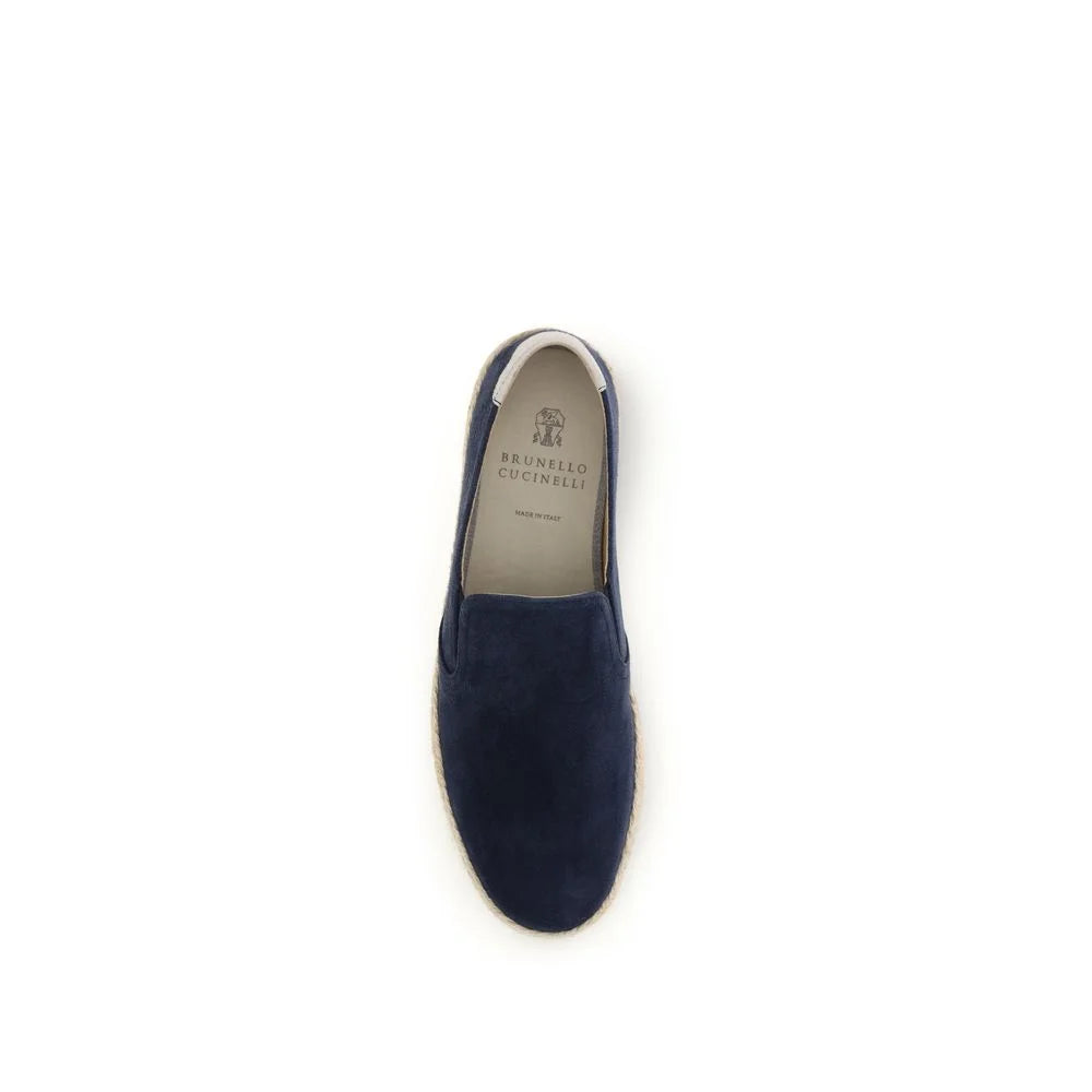 Alpargatas Bos Taurus em couro de vitelo azul Brunello Cucinelli - EU40/US7