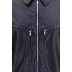 Brunello Cucinelli Blue Calf Leather Bos Taurus Leather Jacket - L