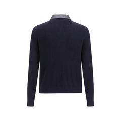 Brunello Cucinelli Blue Calf Leather Bos Taurus Leather Jacket - L