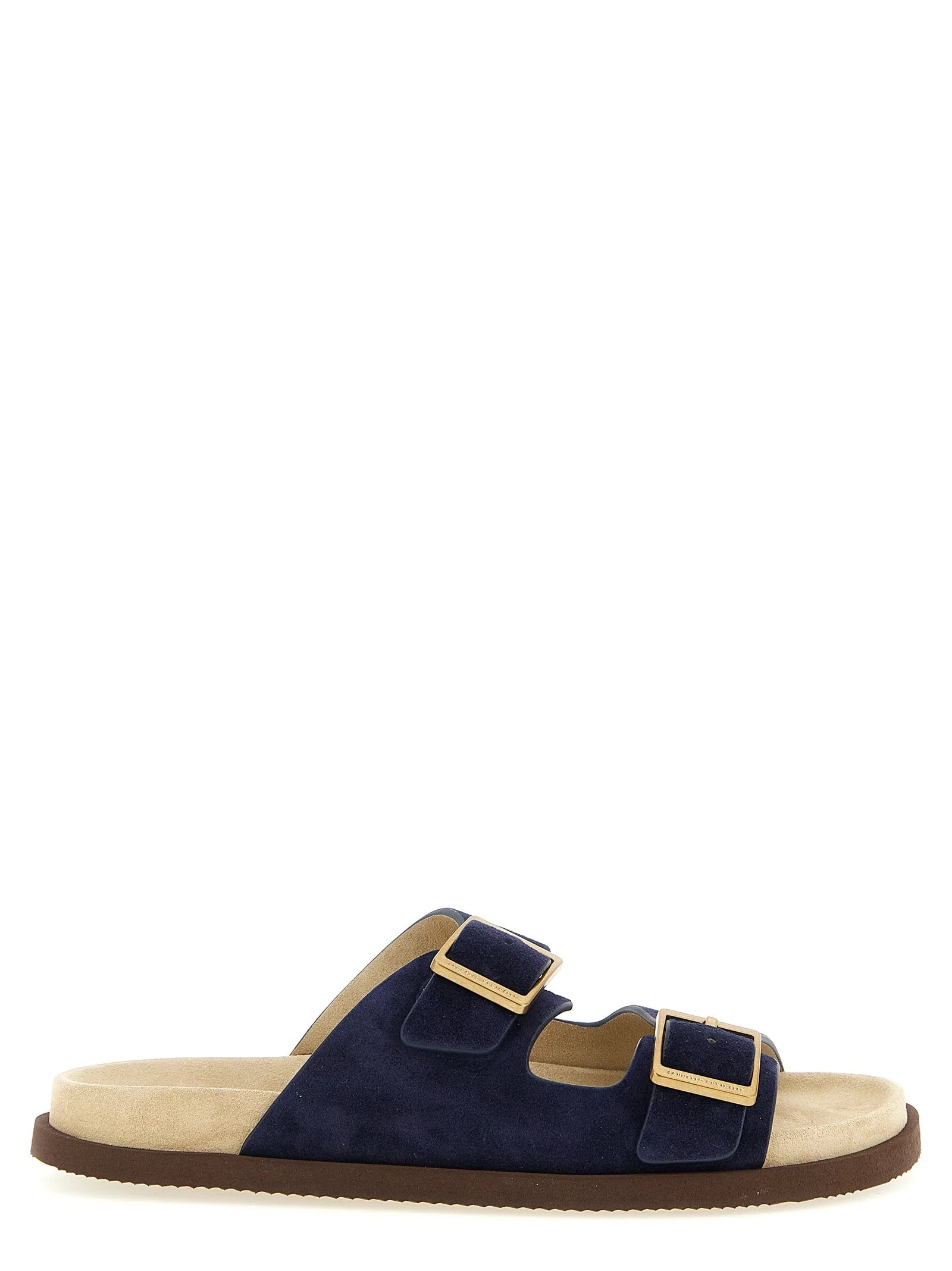 Brunello Cucinelli Blue Calfskin Slides