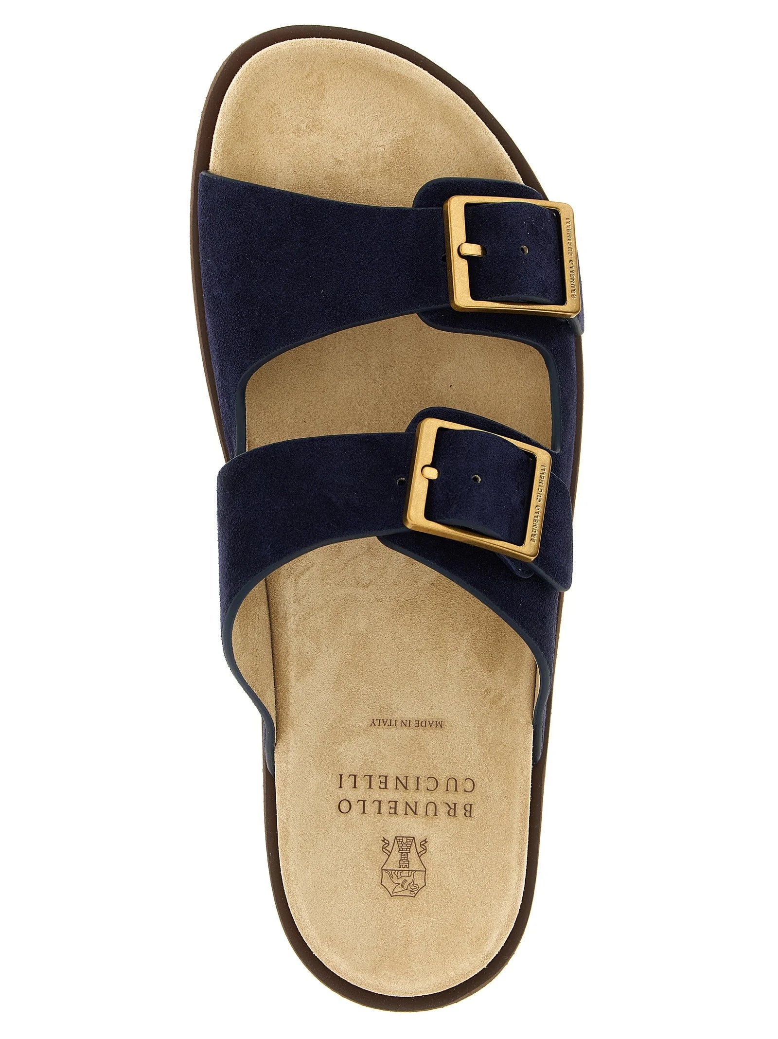 Brunello Cucinelli Blue Calfskin Slides