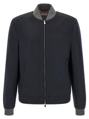 Brunello Cucinelli Blue Cashmere Bomber