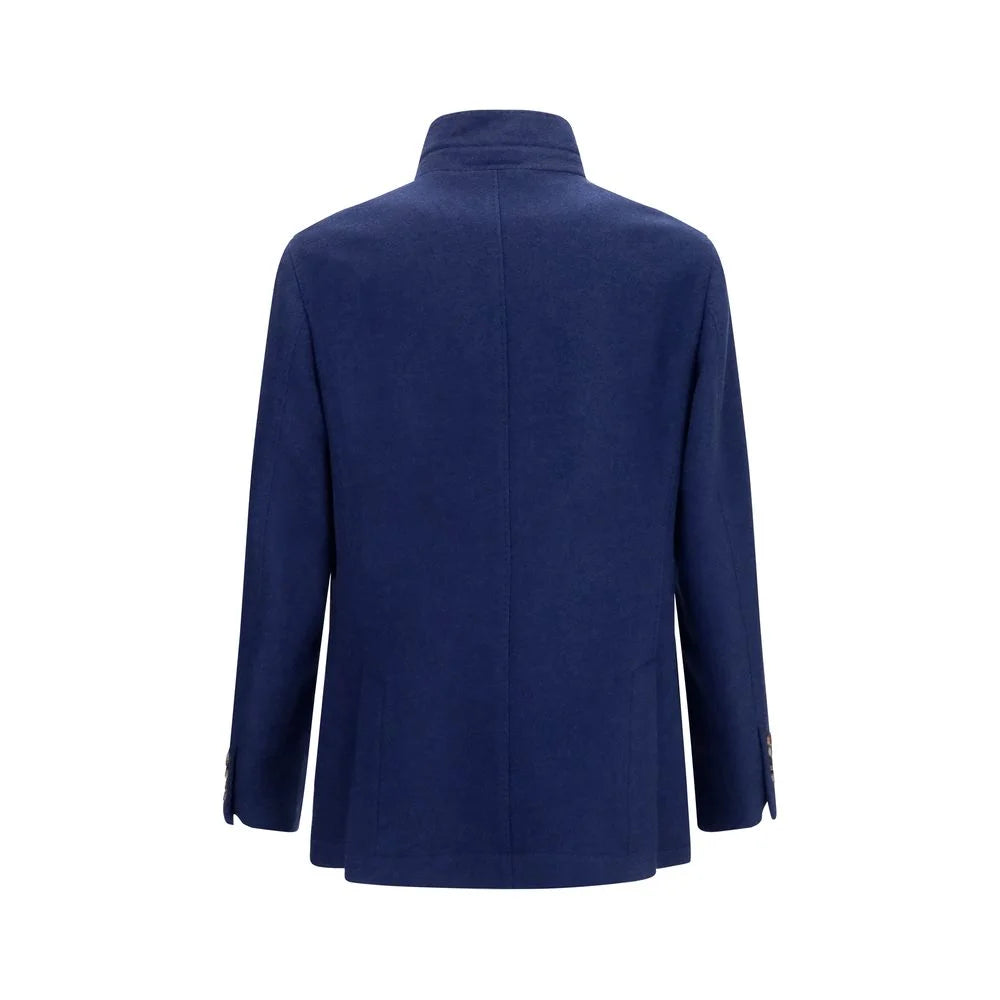 Brunello Cucinelli Blue Cashmere Full-Length Jacket
