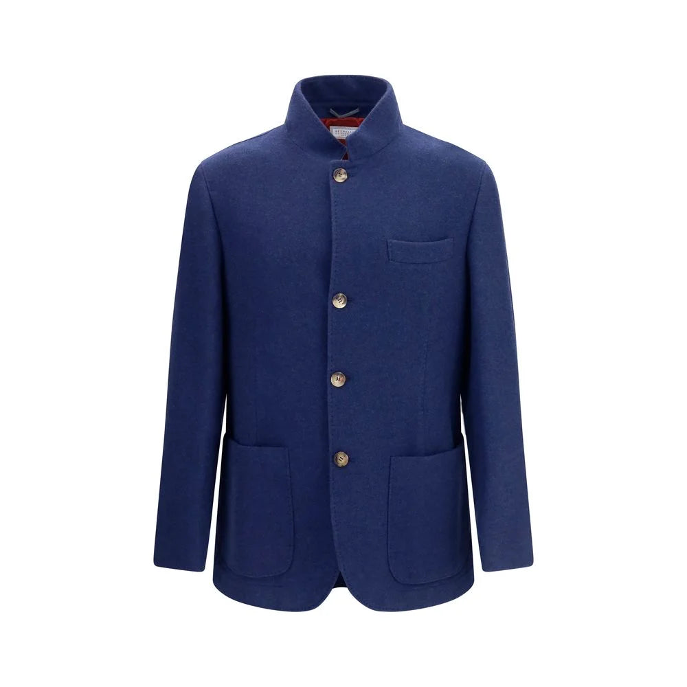 Brunello Cucinelli Blue Cashmere Full-Length Jacket