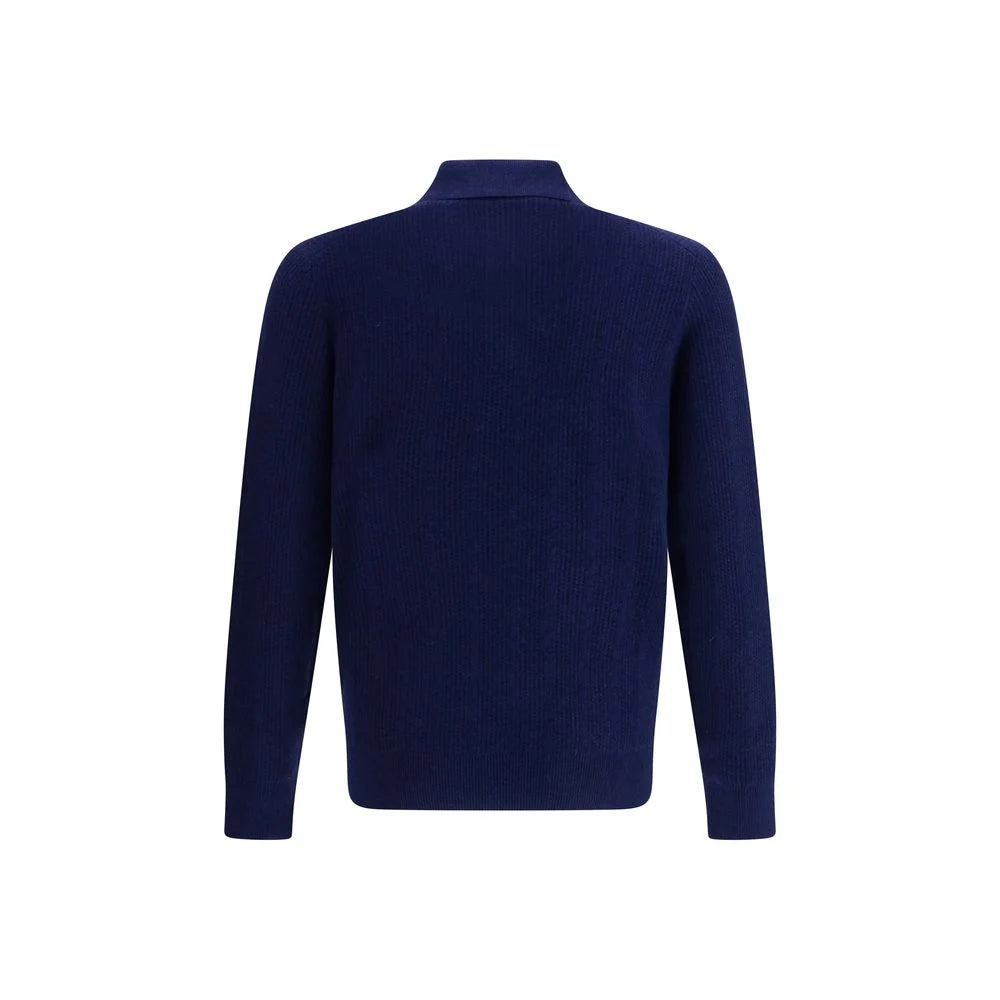 Brunello Cucinelli Blue Cashmere Polo Shirt