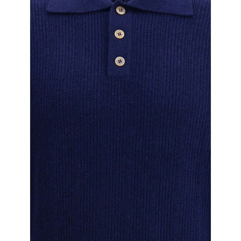 Brunello Cucinelli Blue Cashmere Polo Shirt